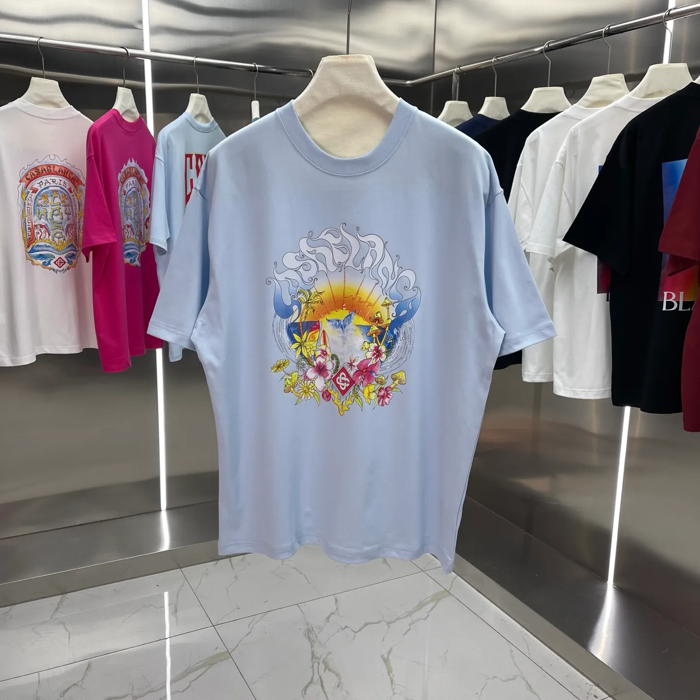 25ss New Arrival Casablanca Classic Series T ～ ， ， 。 ， Classic ， In Stock ！ ：White Black Light Blue Royal Blue Green Size：S M L XL XXL